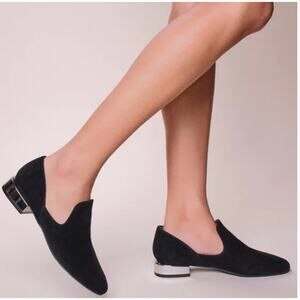 Deltan Shoes Womens ‎ 8M Black Catalina Suede Leather Pointed Toe Loafers